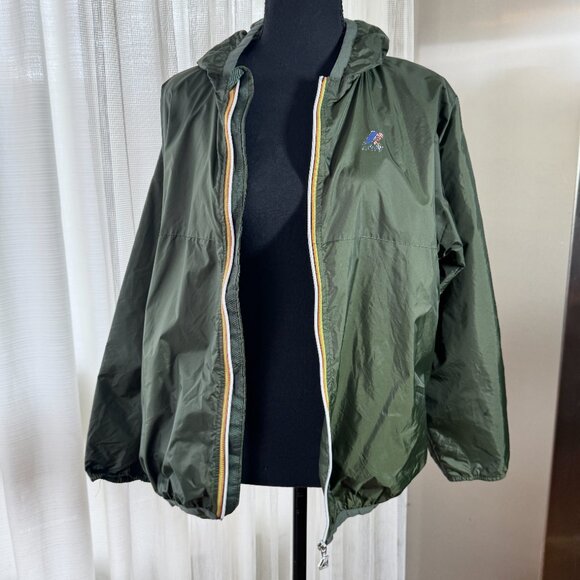Vintage 80s K-Way windbreaker, forest green, fanny pack convertible, size 6/8 - Picture 7 of 16